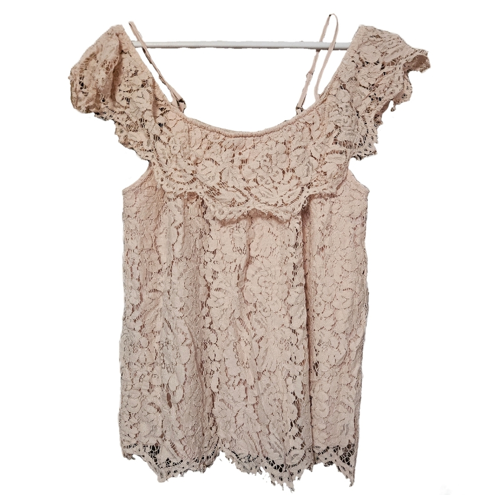 No Boundaries Pink Lace Cold Shoulder Tank Top Size XL (15-17)